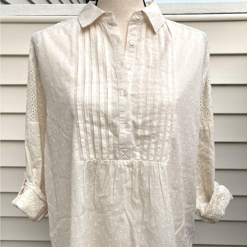 Love Stitch Eyelet Beach Cover Up Cream/Ivory Size Small
